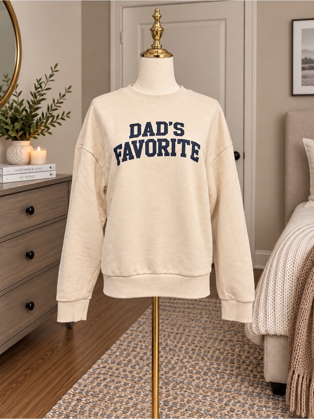 Favorite Daughter Crewneck Sweatshirt - Cream with Navy Graphic